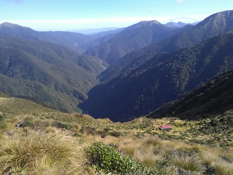 Descending down to Nichols Hut