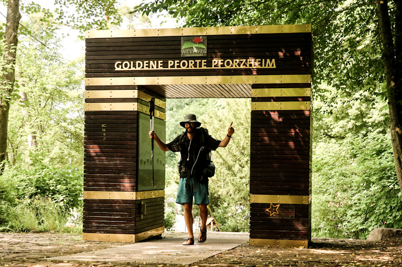 The golden gate of Pforzheim - marking the beginning of the Westweg (West Way) from Pforzheim to Basel in Switzerland. I will follow it until Titisee before turning east to Konstanz. 