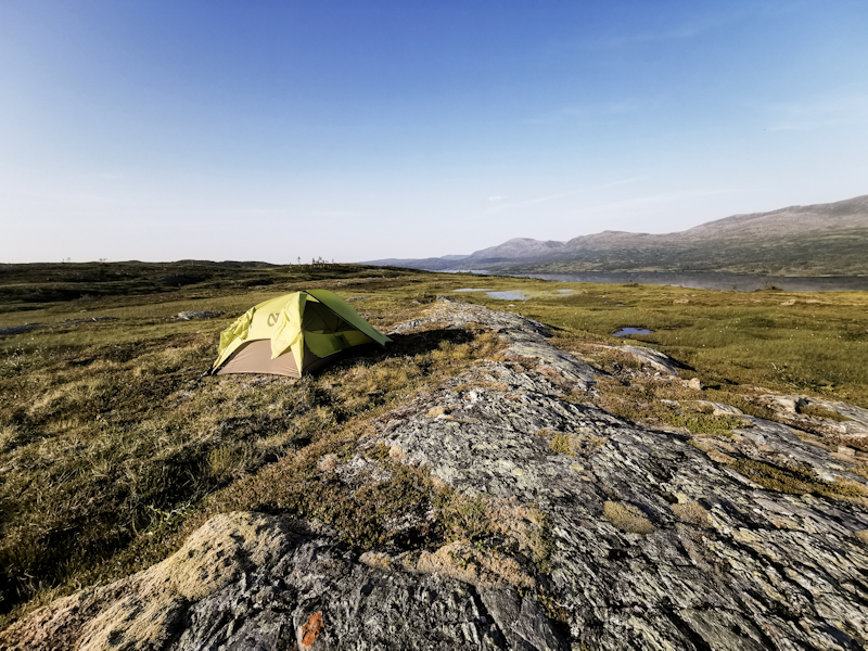 Tent tied down for the night