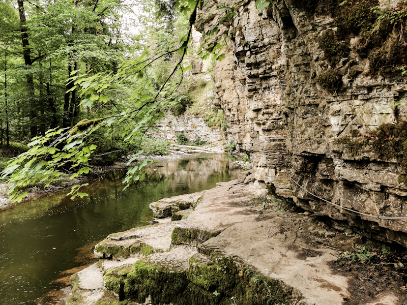 Walking between the water and the rock