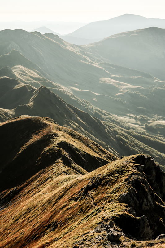 The ridge that I am following. The path visible on the left slope.