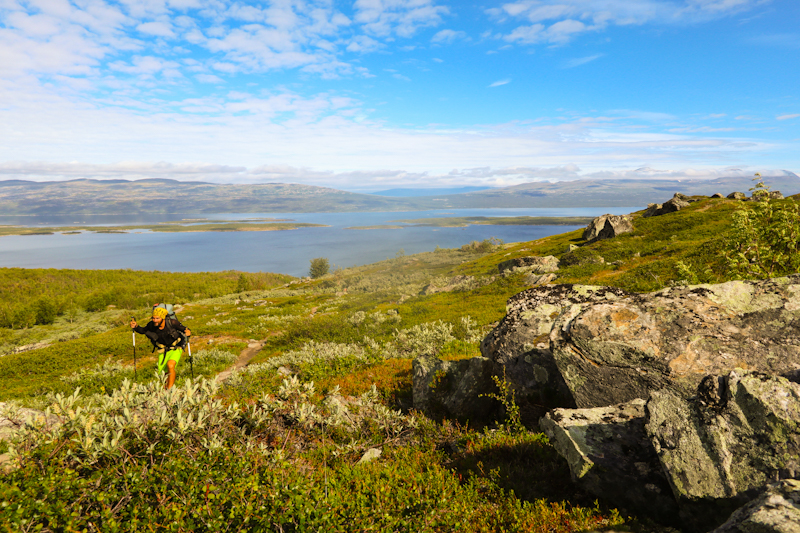 Climbing away from Vaisaluokta and Akkajaure