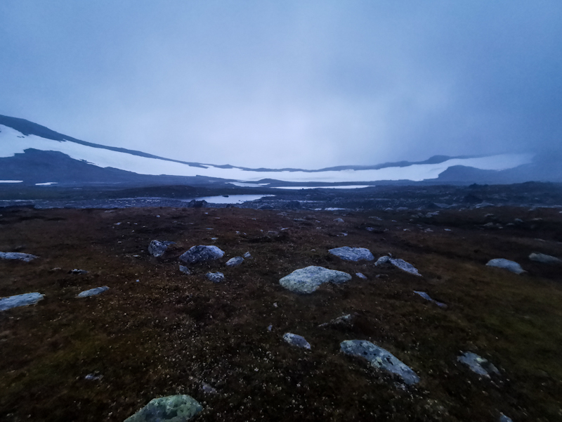 My route leads me straight over that snow field