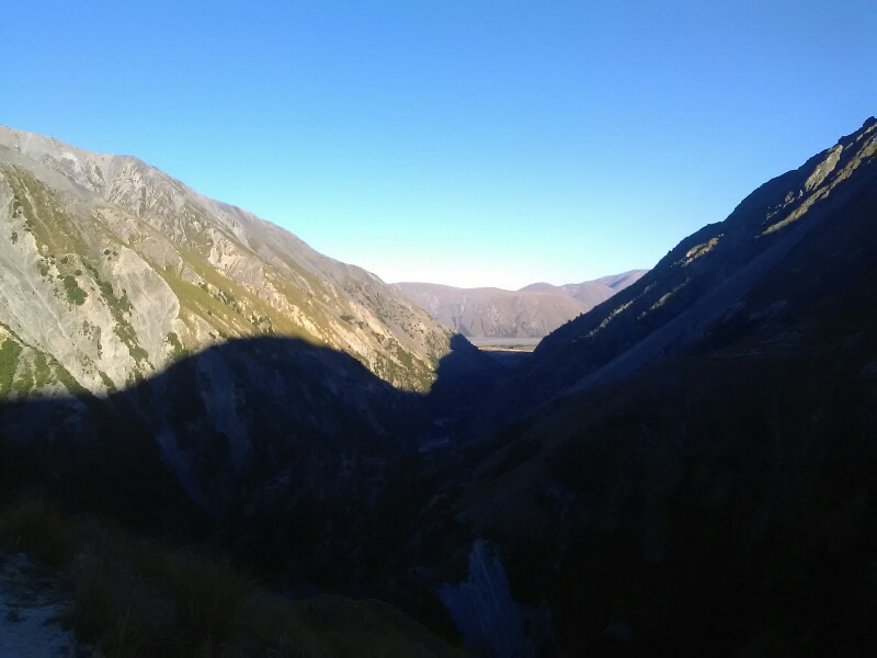 Looking back to Rangitata River from Crooked Spur Hut