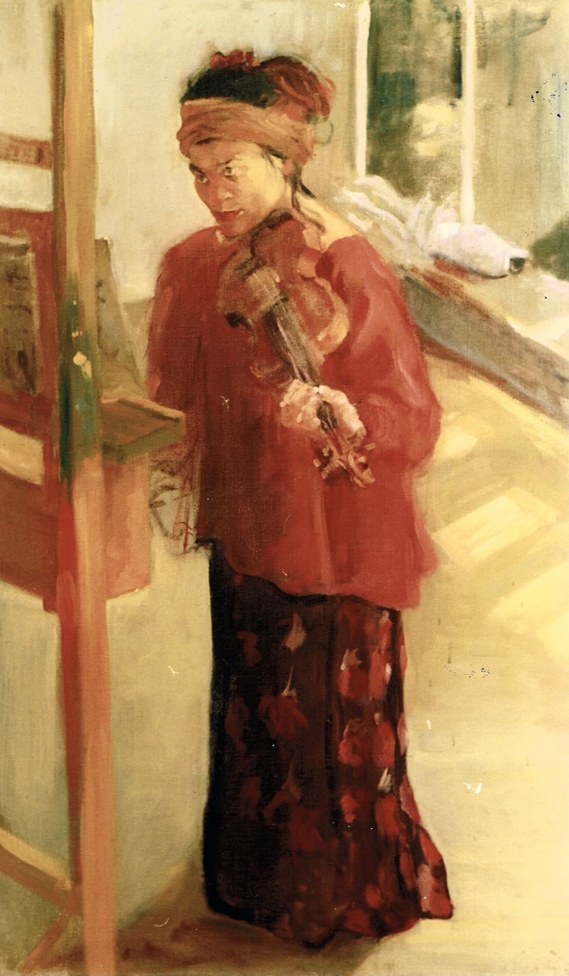 Geigenspielerin Times, Öl auf Leinwand,  80x100