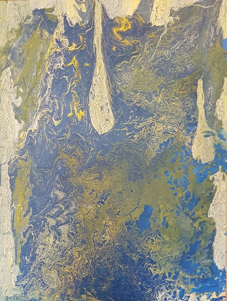 Chinesische Mauer | Günter Engling | Acryl, Fluit Painting mit Pouring auf Leinen