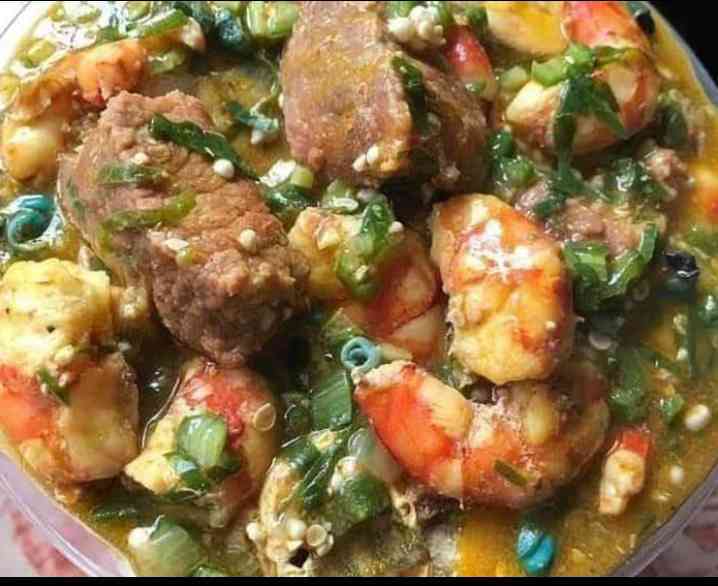 Delicious Native Okra Soup with Assorted Meat & Seafood  Nothing beats a bowl of rich, flavorful native okra soup loaded with assorted meat, fresh seafood, and nutritious vegetables. Every spoonful is packed with taste, aroma, and satisfaction. Perfect for family meals, special occasions, or whenever you're craving authentic Nigerian goodness. Made with love, served with excellence! 