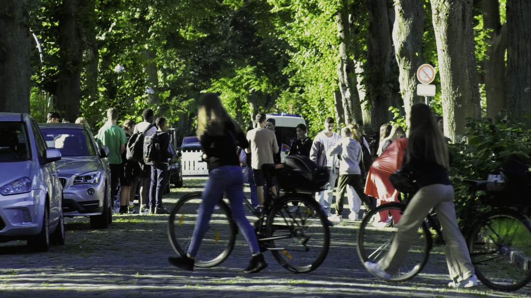 Temporäre Schulzone am 31.08.2022 Rehagener Straße