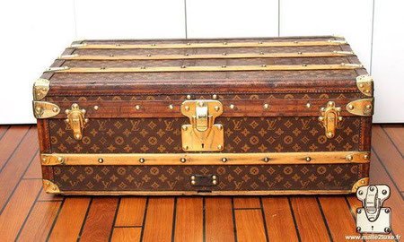 Malle cabine vuitton toile pochoir mark 1 bordure cuir