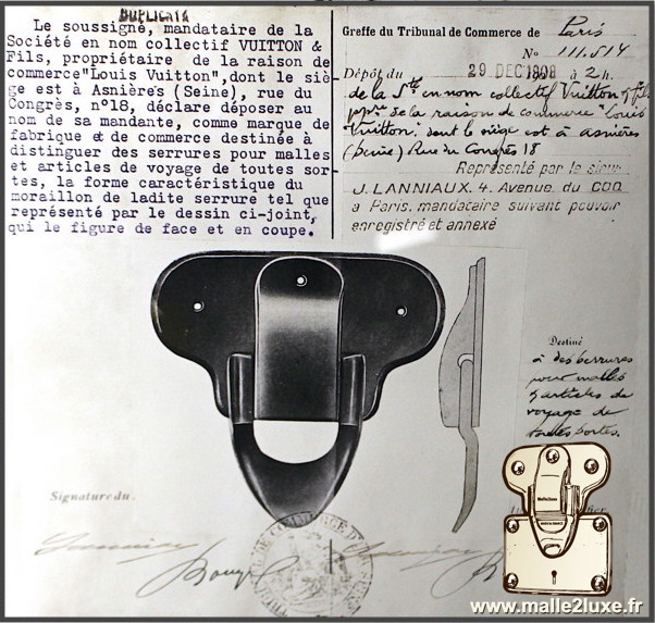 depot de brevet Louis Vuitton serrure ancienne malle