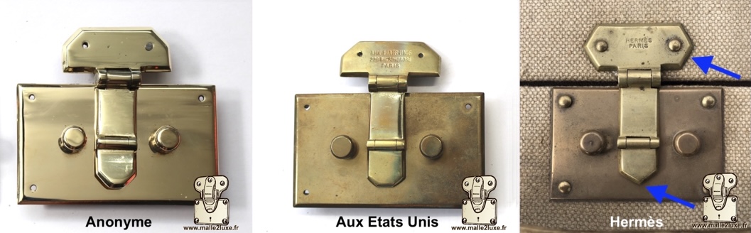 Aux États-Unis STD-L antique suitcase lock in solid brass, genuine collector hardware.