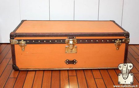 Malle cabine louis vuitton vuittonite orange bordure cuir