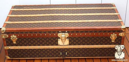 Malle cabine louis vuitton toile pochoir mark 4 bordures lozine
