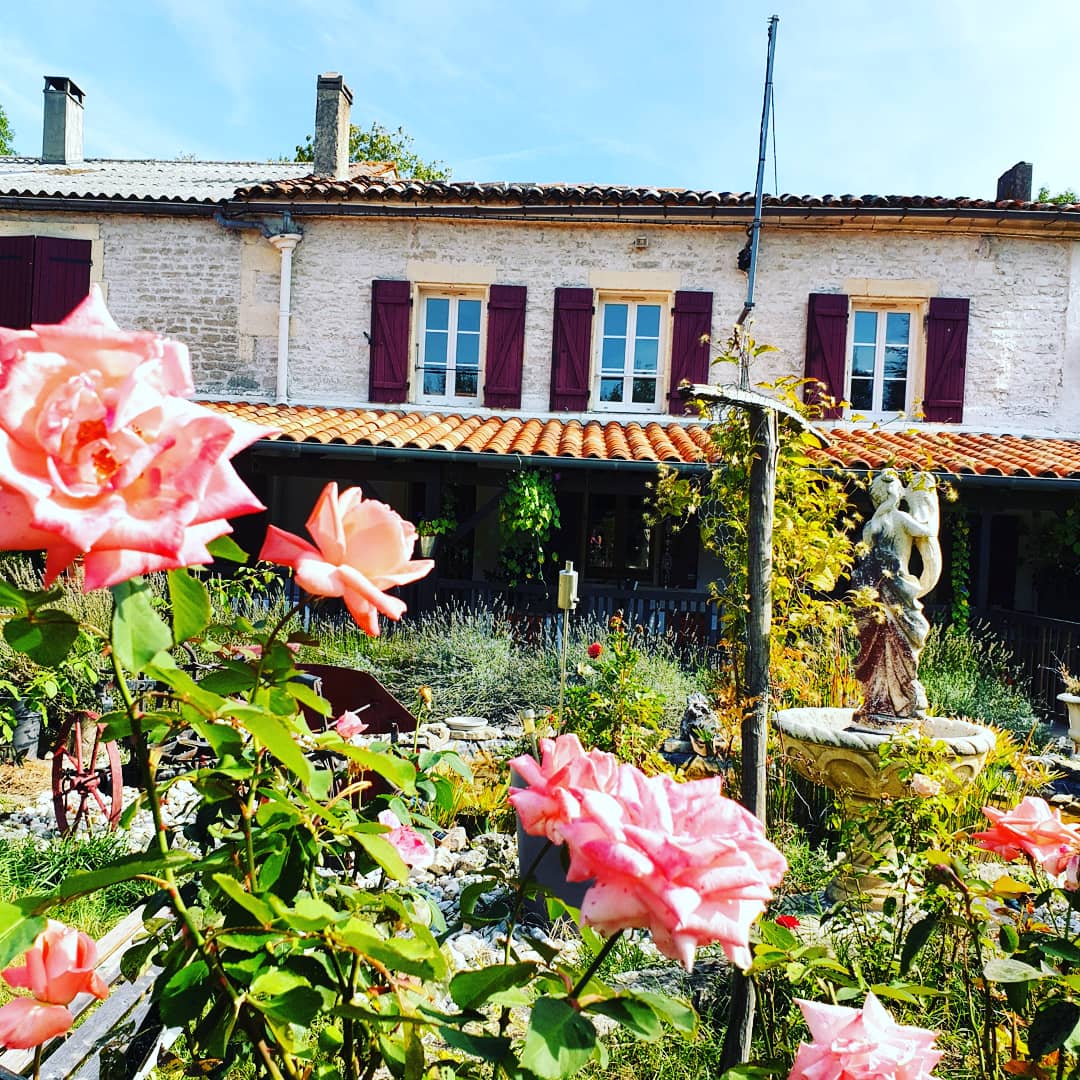Located near cognac  18th century farmhouse  with carente stones surrounded by vineyards of cognac to make find peace of mind n stress free relaxing escape to breath the scent blooming flowers of the beautiful garden  or to simply relax by  swimming   