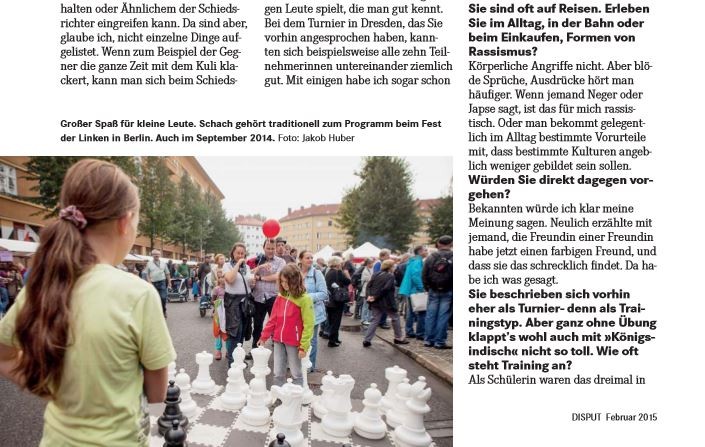 Schach-Nationalspielerin Melanie Lubbe (geb. Ohme) im Interview mit DISPUT, 2015