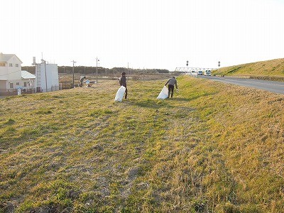 利根川土手のゴミ拾い