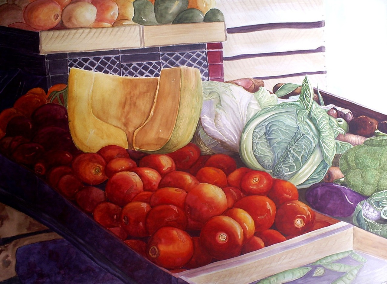 "Bodegón" - Acuarela sobre cartulina canson 300 gr - 90 cm x 70 cm