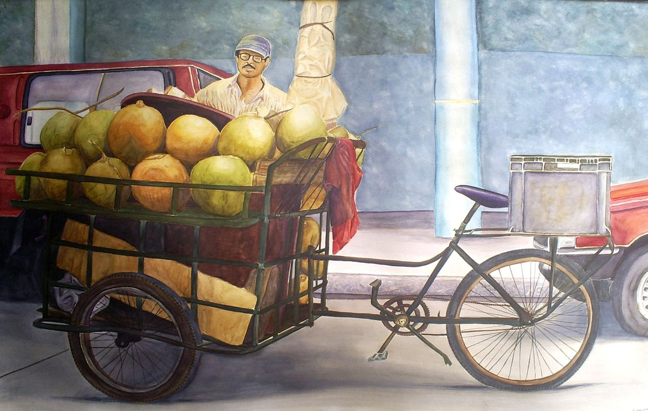 "Vendedor de cocos" - Acuarela sobre cartulina canson 300 gr - 90 cm x 65 cm