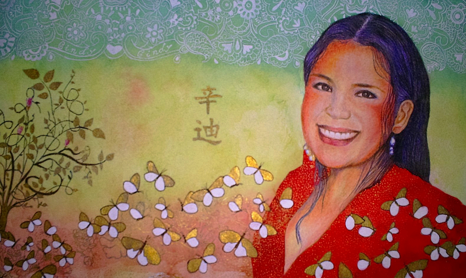 "Retrato Cindy" - Técnica Mixta sobre cartulina canson 300 g - 40 cm x 25 cm