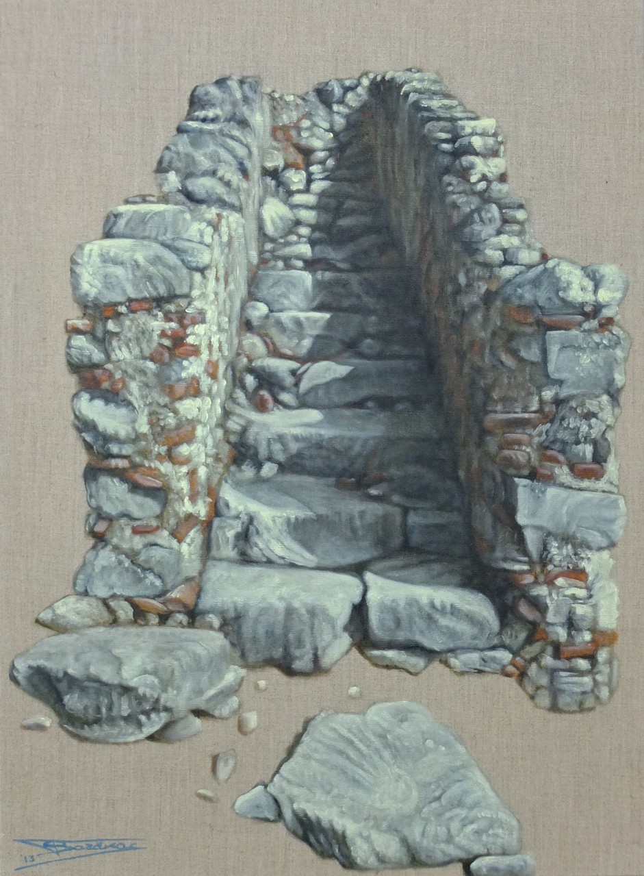 "Stairway to Nowhere"  (54x73)cm, Huile sur lin brut, 2013