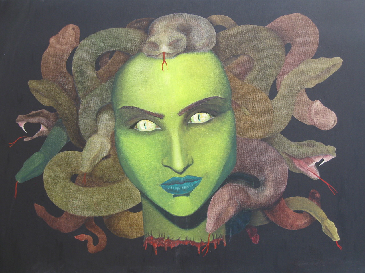  "Medusa" (80x65)cm, Huile sur lin