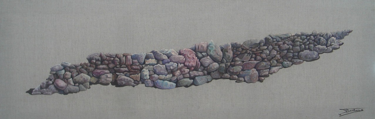  "Pierre Sèche #0" (150x50)cm, Huile sur lin brut (2010) - Collection privée