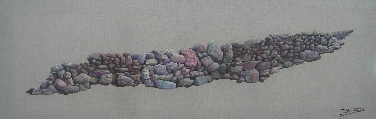  "Pierre Sèche #0" (150x50)cm, Huile sur lin brut (2010) - Collection privée