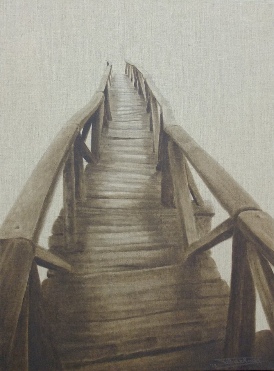 "The Bridge"  (54x73)cm, Huile sur lin brut, 2013 - Collection privée