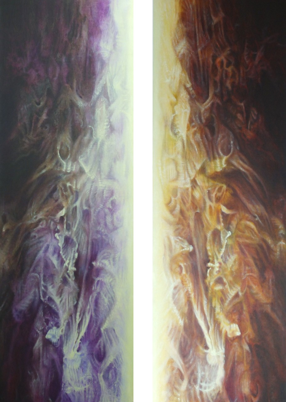 "Catharsis" 2x(60x180)cm diptyque, Huile sur lin, 2015