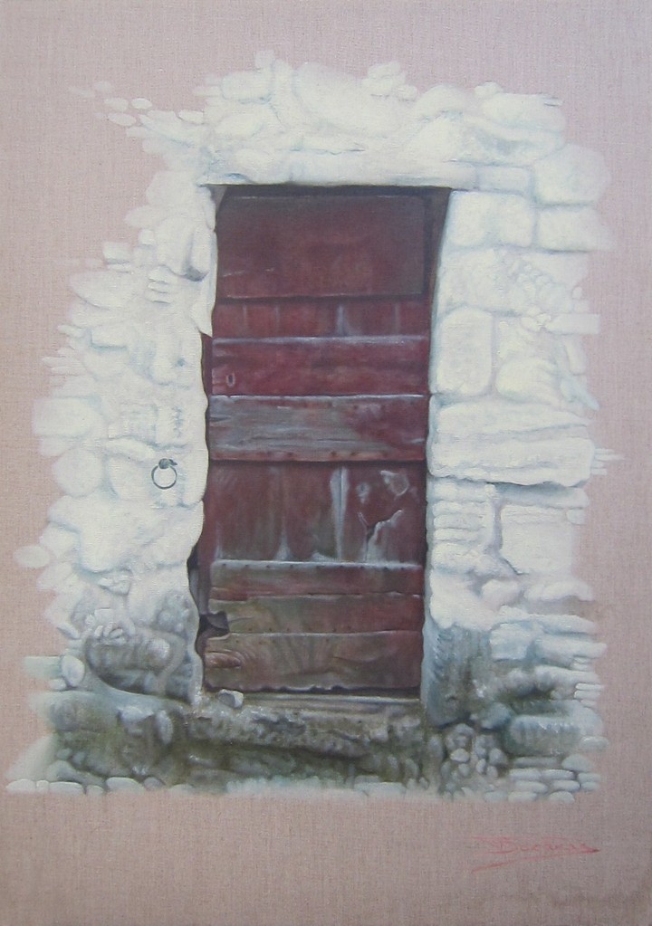 "The Red Door" (65x92)cm, Huile sur lin brut (2011)