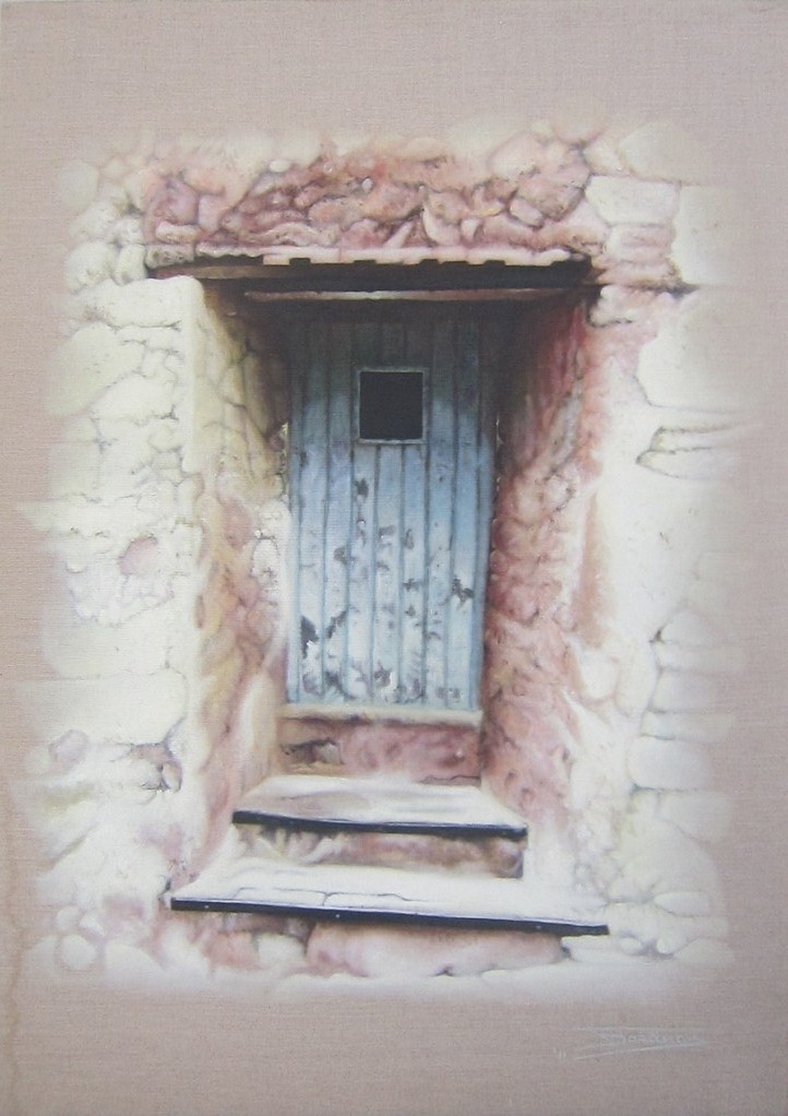 "The Blue Door" (65x92)cm, Huile sur lin brut (2011)