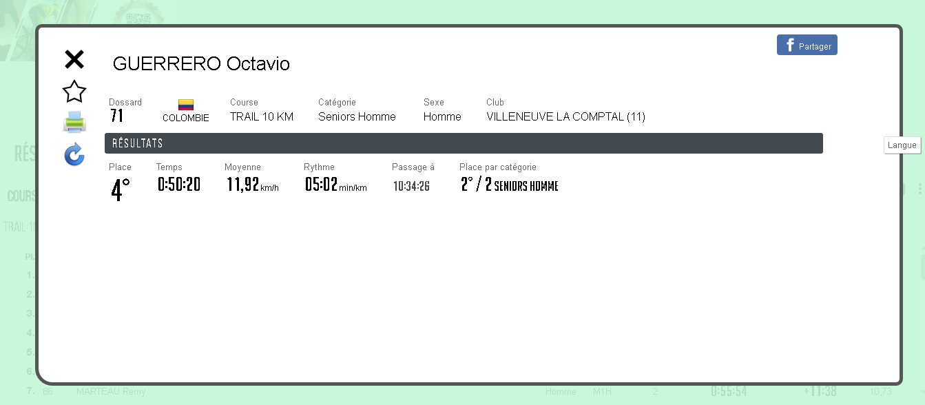 Résultats en Live