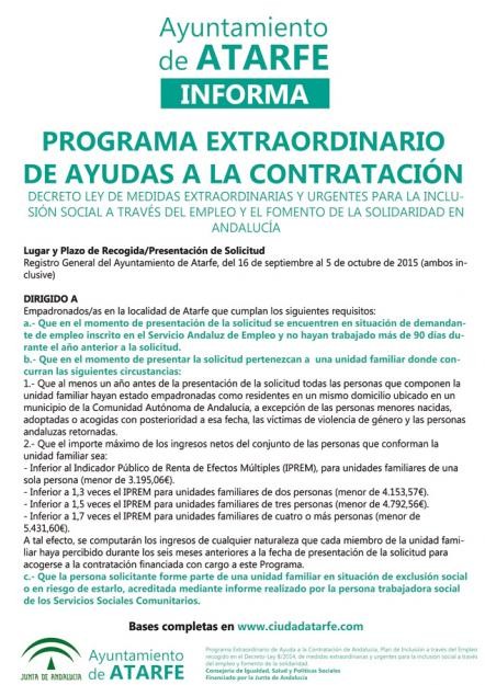 Abierto el plazo para solicitar las ayudas de 15 de Septiembre a 5 de Octubre