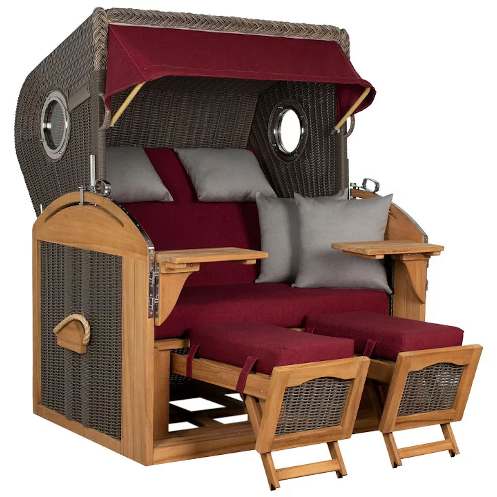 Strandkorb Schillig XL Teak mit Bullauge Dessin 594
