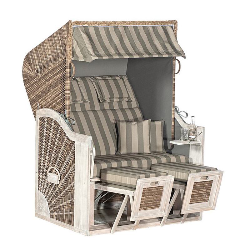 Strandkorb Rustikal 285 Z Sun mix-brown - Stoff 1248