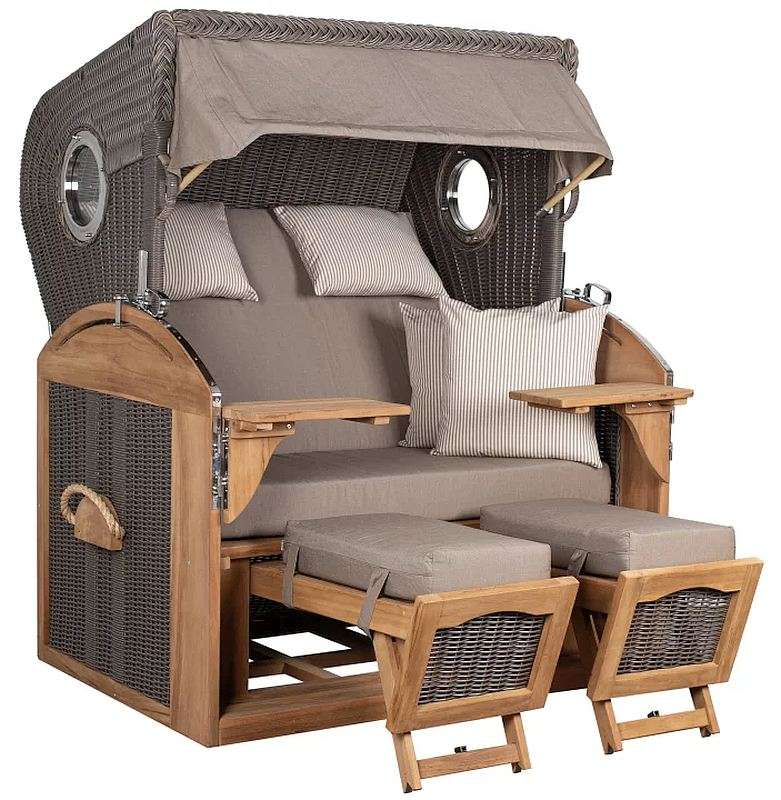 Strandkorb Schillig XL Teak mit Bullauge Dessin 534