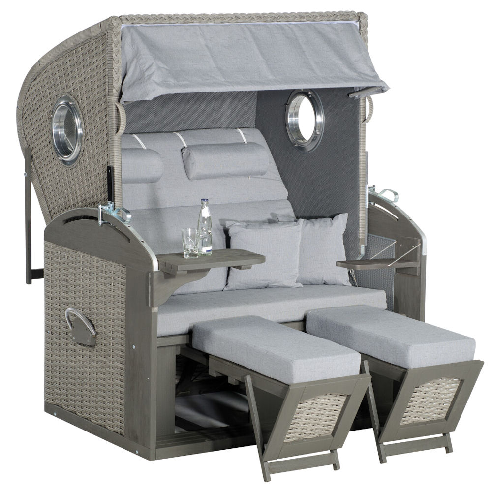 Rustikal 305 Z Comfort XL grau  - Geflecht stone-grey, Pinie grau, Stoff Nr. 1222