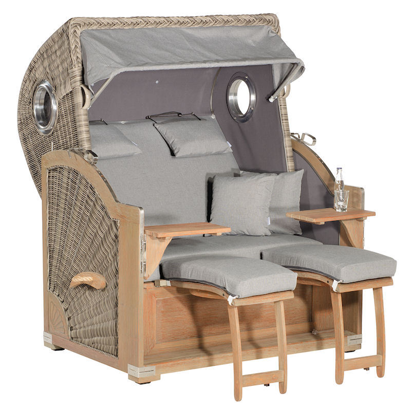 Strandkorb Rustikal 500 Plus Comfort basalt-grau Stoff 1222