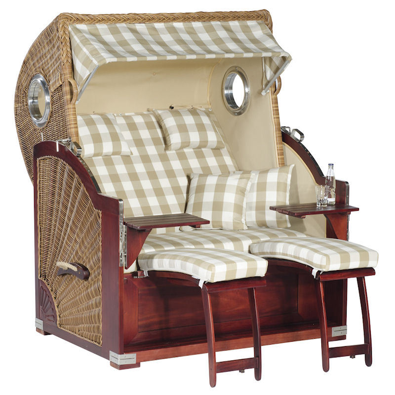 Strandkorb Rustikal 500 Plus Comfort natura-braun Stoff 1224