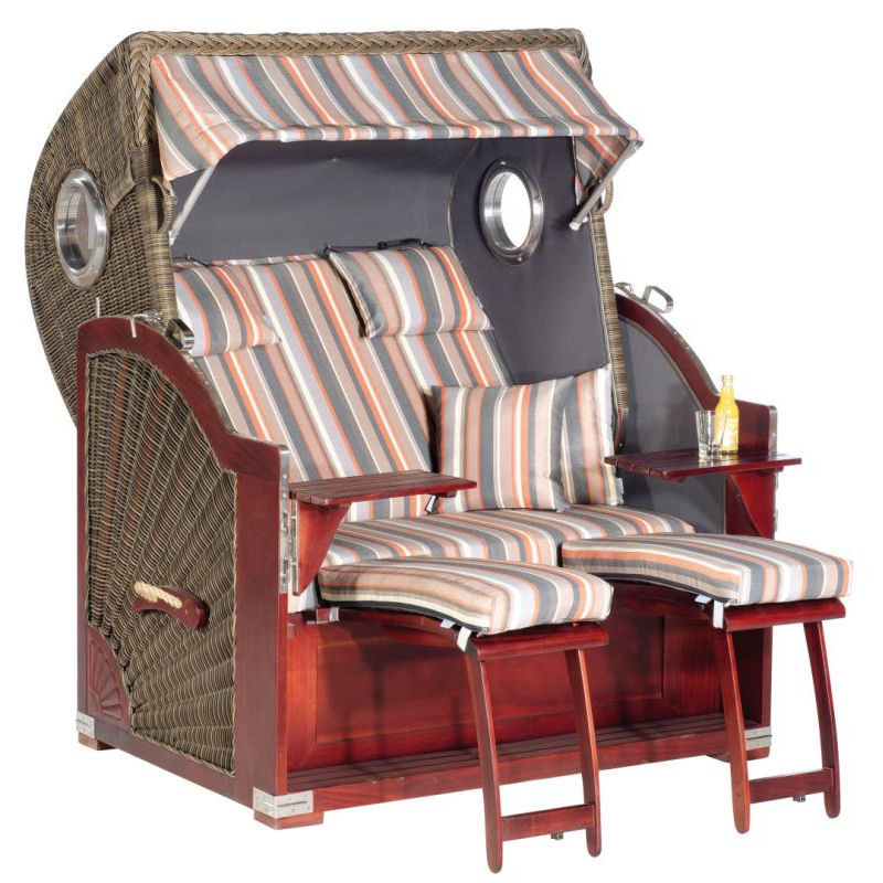 Strandkorb Rustikal 500 Plus Comfort cappuccino Stoff 1235