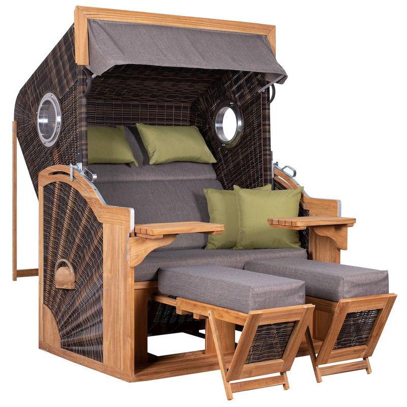 Strandkorb Pure Seaside XL TEAK antique brown Dessin 490 von DeVries