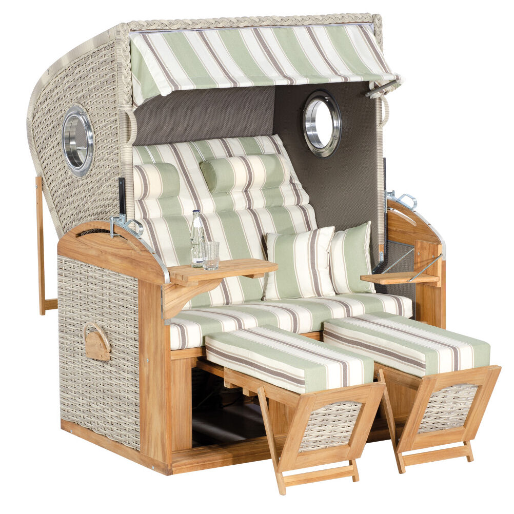 Rustikal 305 Z Comfort XL Teak  - Geflecht white-coral, Stoff Nr. 1227