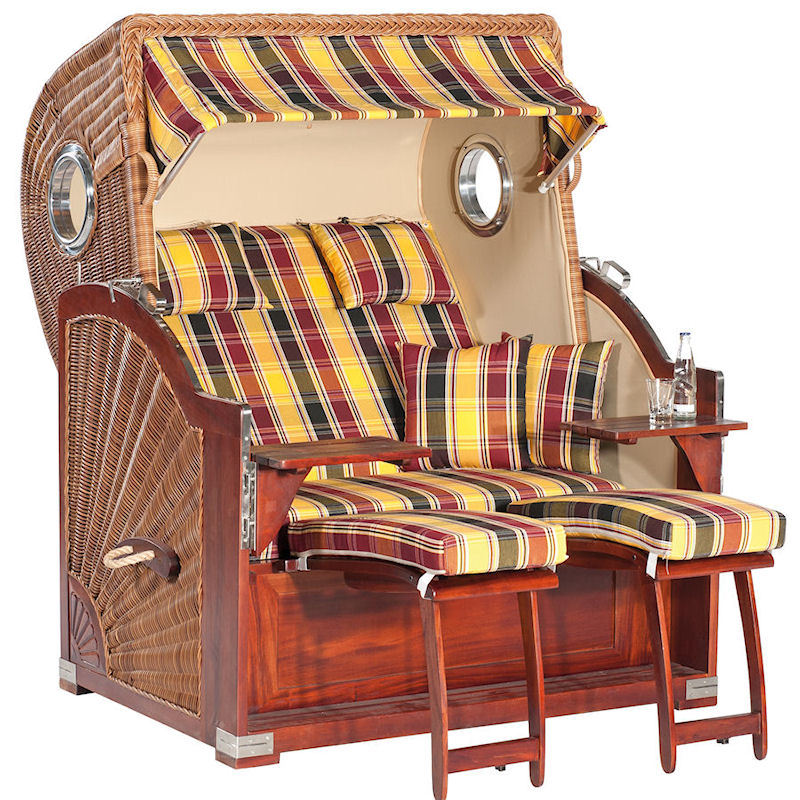 Strandkorb Rustikal 500 Plus Comfort natura-braun Stoff 1216