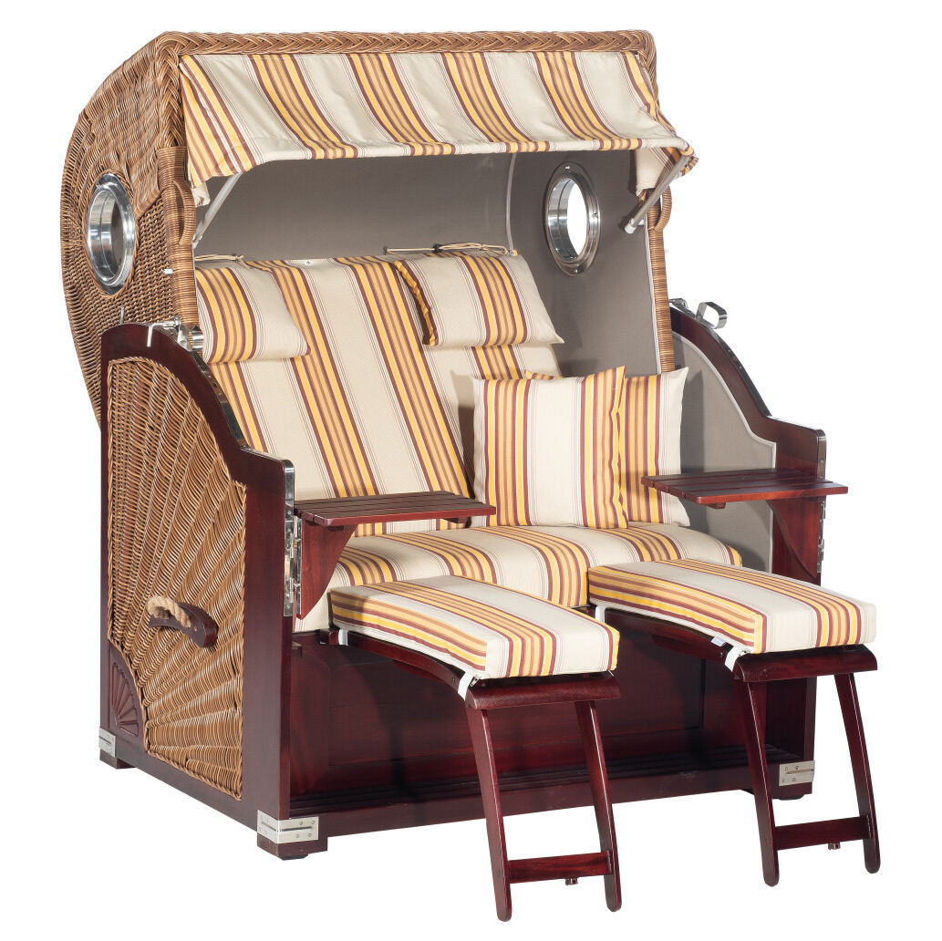 Strandkorb Rustikal 500 Plus Comfort natura-braun Stoff 1159