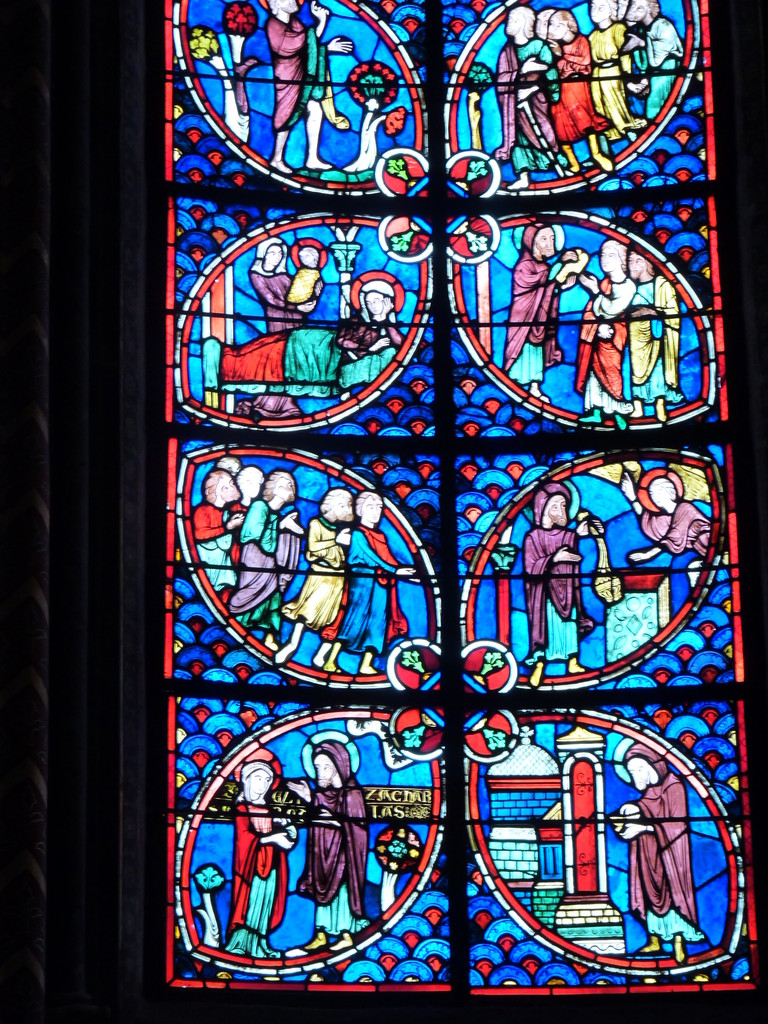 Bourges, la cathédrale Saint Etienne : le vitrail de Saint Jean Baptiste