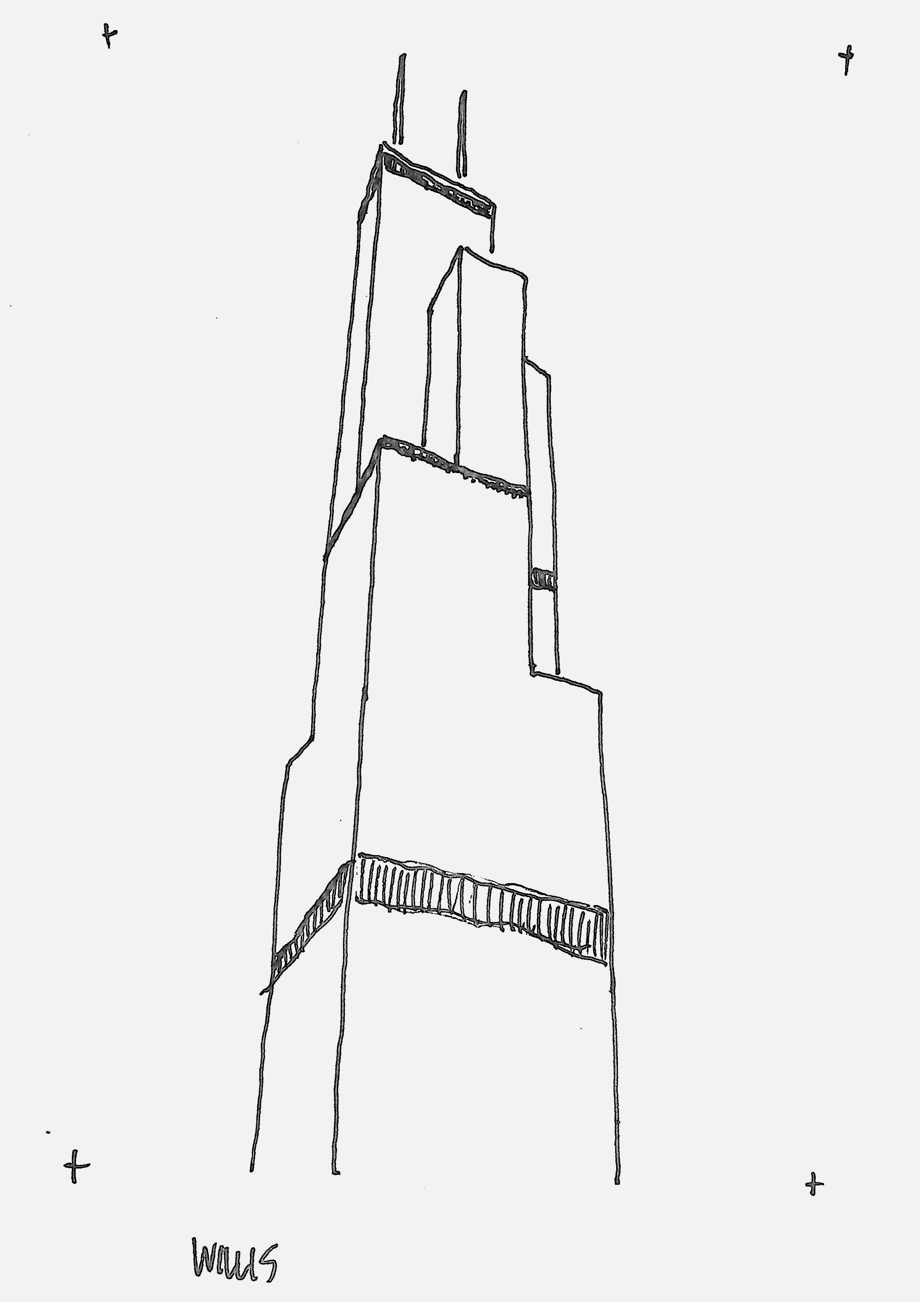 Willis Tower, sketched by Heidi Mergl