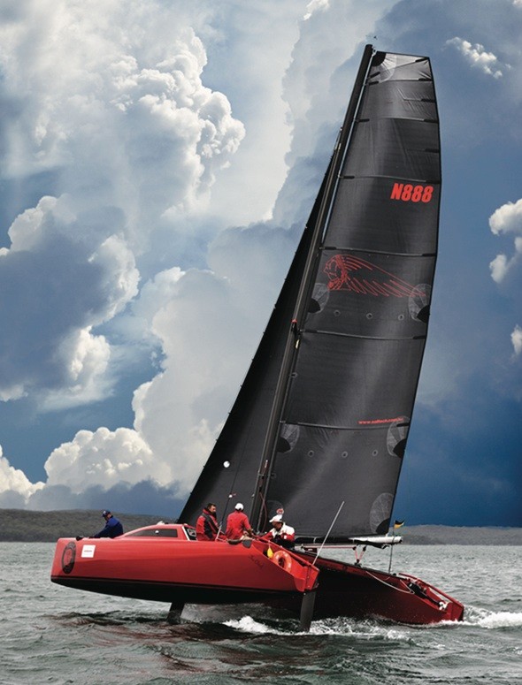 Catamaran Indian Chief racing in Wangi, Australia