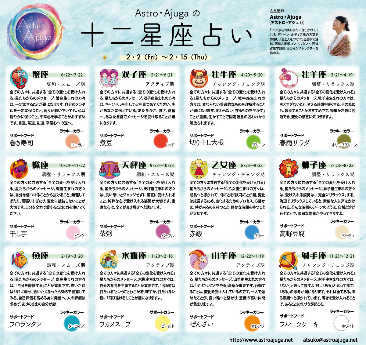 ベイスポ「１２星座占い」の連載（2月2日〜2月15日）