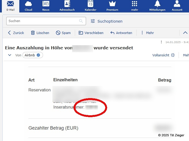 Airbnb Auszahlungsemail