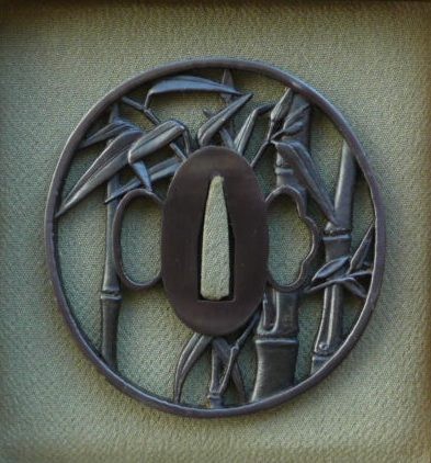 Bamboo Stalks Leafs - Steel Tsuba : HOLD